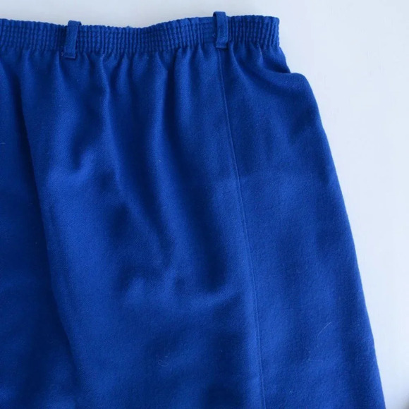 Vintage White  Stag Blue Pure Virgin Wool A Line Skirt - Cobalt - Picture 4 of 8